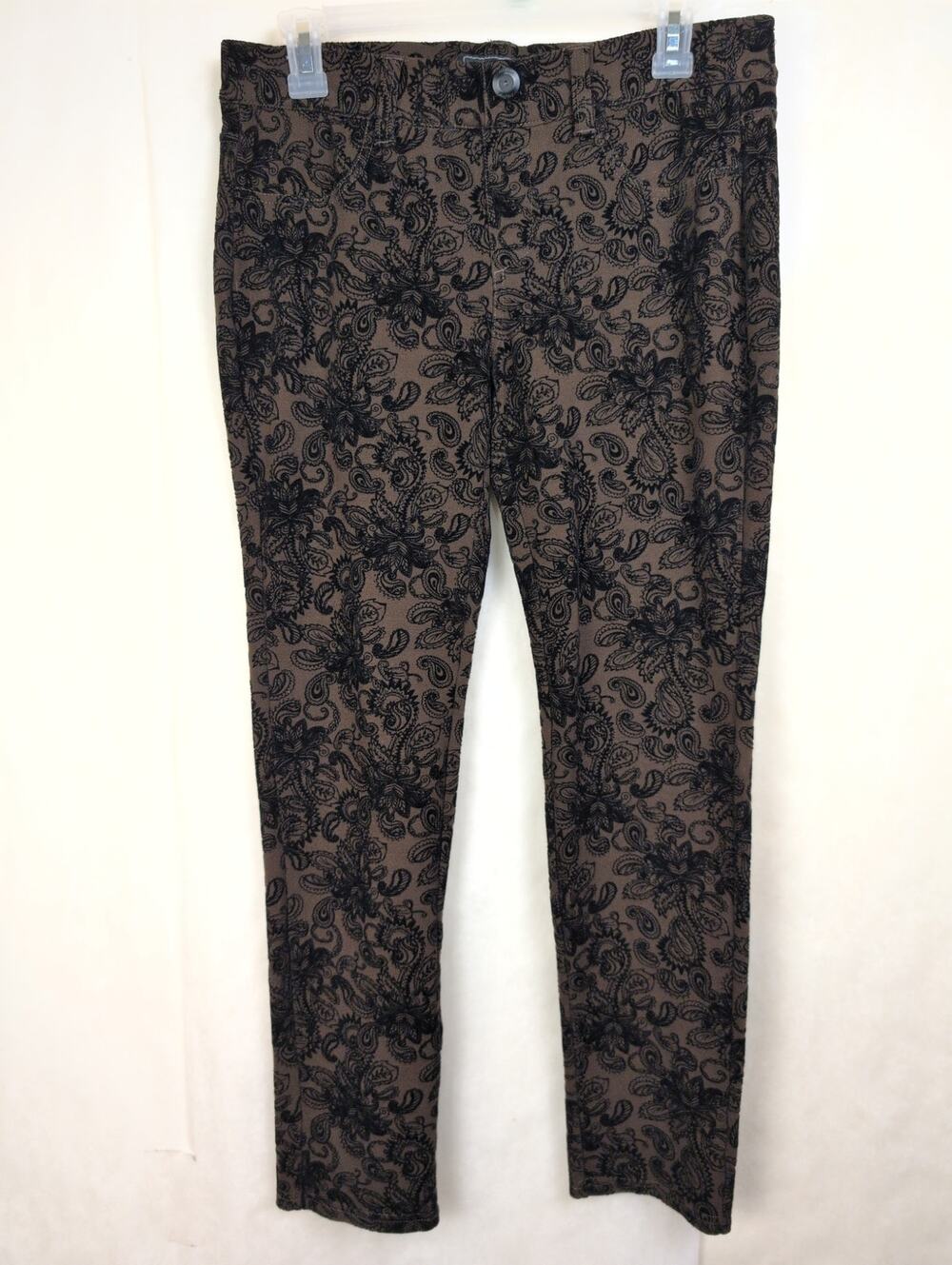 One 5 One black velvet paisley pull on pants Size Med Whimsigoth Retro Glam